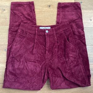 Hollister ultra high rise red velvet corduroy pants NWOT